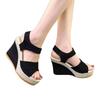 Women's Platform Wedge Peep-Toe Sandals with Round Toe High Heel for Outdoor Wear