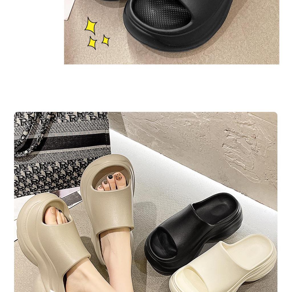 Women's 8cm Height-Boosting EVA Slippers, Thick-Sole for Indoor/Outdoor, Breathable Summer Bathroom Use