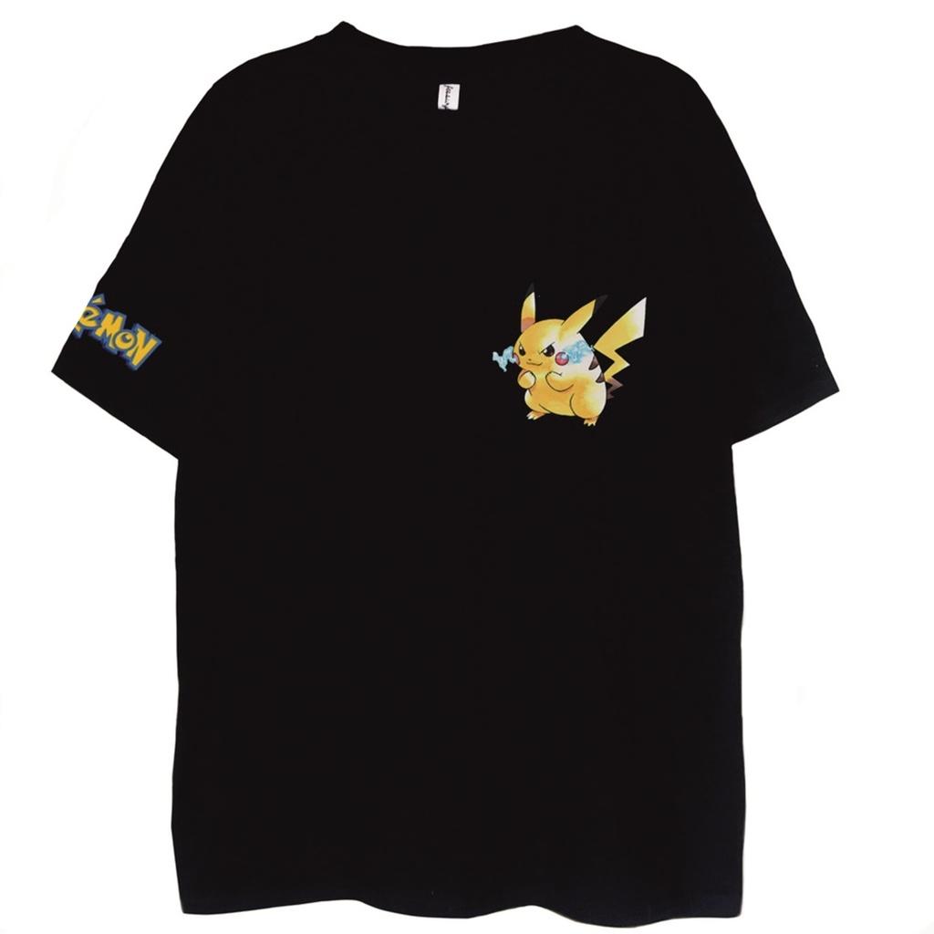 

Anime Pokémon Pikachu Vintage Tshirt Unisexs and Womens Cotton Summer Clothing Breathable Fashion Round Neck Short Sleeve Top M
