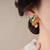 Light Luxury Flower Earrings Oil Drop Sweet Stud Earrings Trendy Vintage Earrings Women  Female