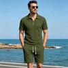Men's Summer American Style Small Checkered Casual Set, Loose and Breathable Short Sleeve Top and Shorts Two-Piece Outfit