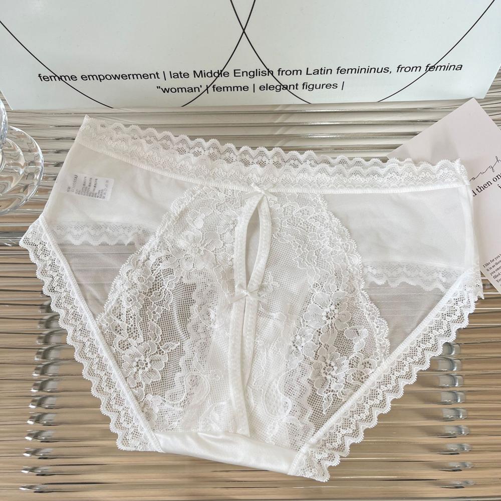 Women's Panties Sexy Thin Underwear Hollow Bow Underwear Soft Breathable Waist Intimates Lace Flower Pattern Super Comfortable