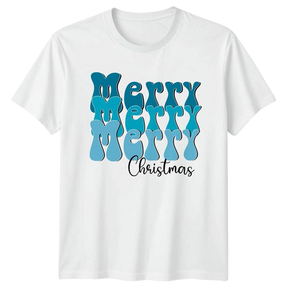 Merry Merry Merry Christmas TShirt Retro Winter Christmas Gift For Him And Her S
