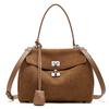 Light Luxury Imported Soft Suede Tote Bag Lazy Style Large Capacity Matte Leather Lock Kelly Bag Women's Crossbody Shoulder Bag