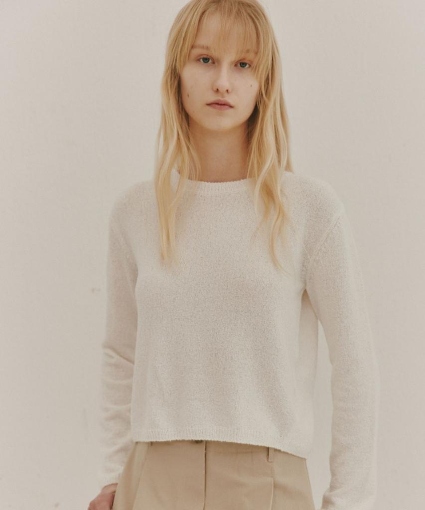 Okuka Back Zipper Knit Top White