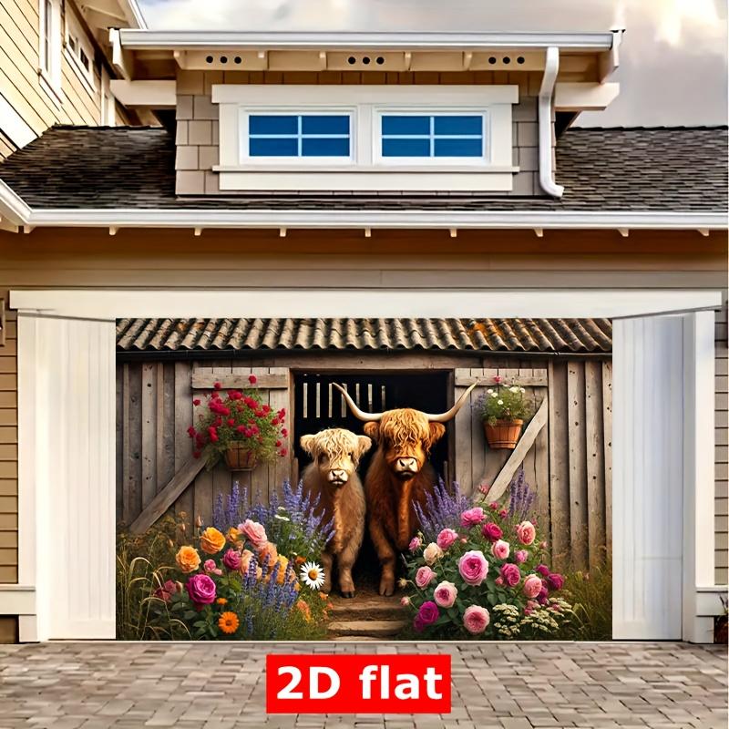 2D flat design 1-piece farm-themed Scottish and Highland cattle flower field party set suitable for garden parties