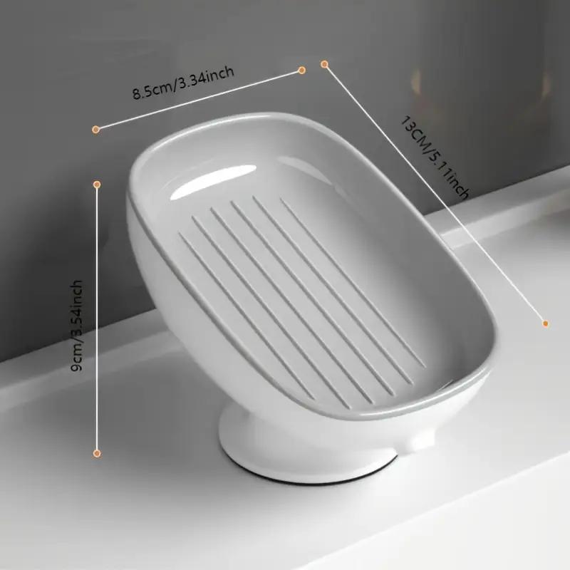 1Pc Luxurious Adjustable Oval Storage Soap Dish with Drain - Wall-Mounted Anti-Slip Removable Soap Box for Bathroom