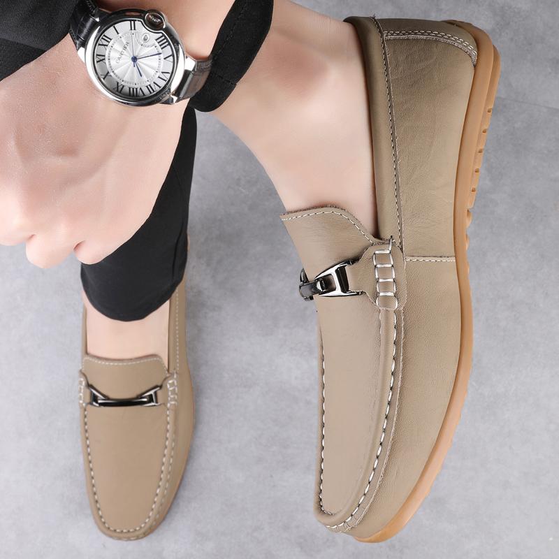 High Quality Handmade Leather Mens Shoes Casual Comfortable Men Slip On Leather Loafers  Shoes Men Flats  Outdoor Shoes
