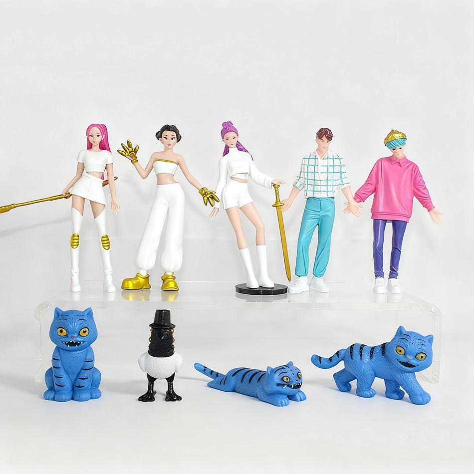 7-9pcs/Set Kpop Demon Hunters Action Figure Toy Derpys Tiger Rumi Mira Zoey Sussy Figurine Doll For Fans Gift Birthday Gift Toy
