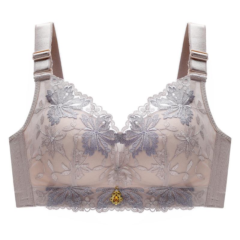 

Temperature change court embroidered lace bra without steel rim sexy women s breast adjustment bra 32/70AB