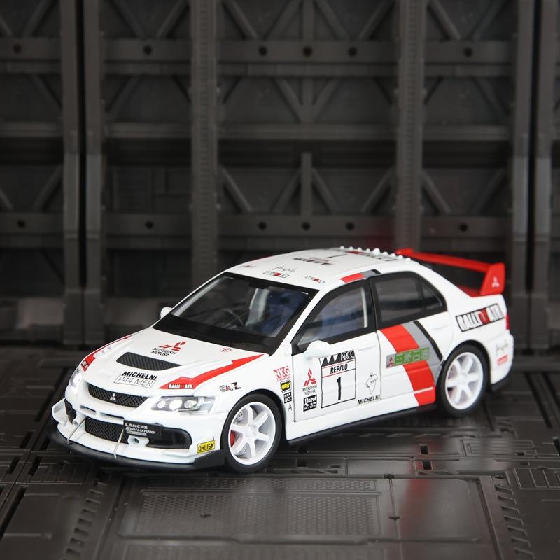 cwtnuk1 1:32 Simulation Mitsubishi EVO 9 Racing Car Model 6 Doors Openable Sound Light Pull Back Alloy Vehicle Toy Kids Gift Decoration