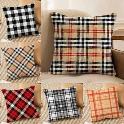 Elegancka i Prosta Domowa Poszewka na Poduszkę w Kratę z Nadrukiem Poszewka na Poduszkę Salon Sofa Pokrowiec na Poduszkę Dekoracja Pokoju Sypialni