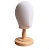 Tête de Mannequin avec Support en Bois Perruque Recouverte de Textile Base en Bois Robuste Accepte les Épingles