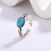 Light Luxury Retro Turquoise Adjustable Ethnic-Style Ring
