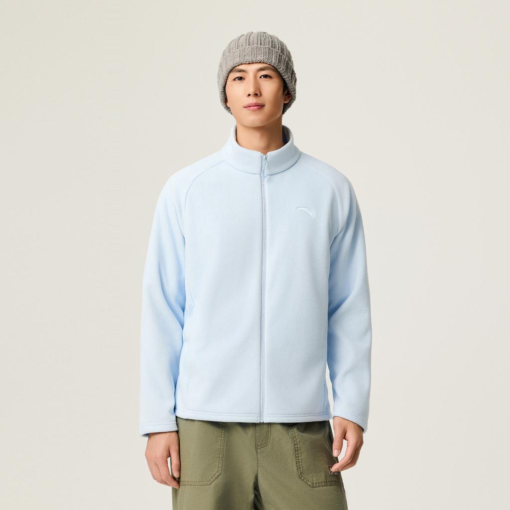 Anta Fire Shell Fleece Stand Collar Jacket Fashion Casual Warm Fleece Lock Temperature Liner Unisex Jacket Ice-Blue 972616702-6