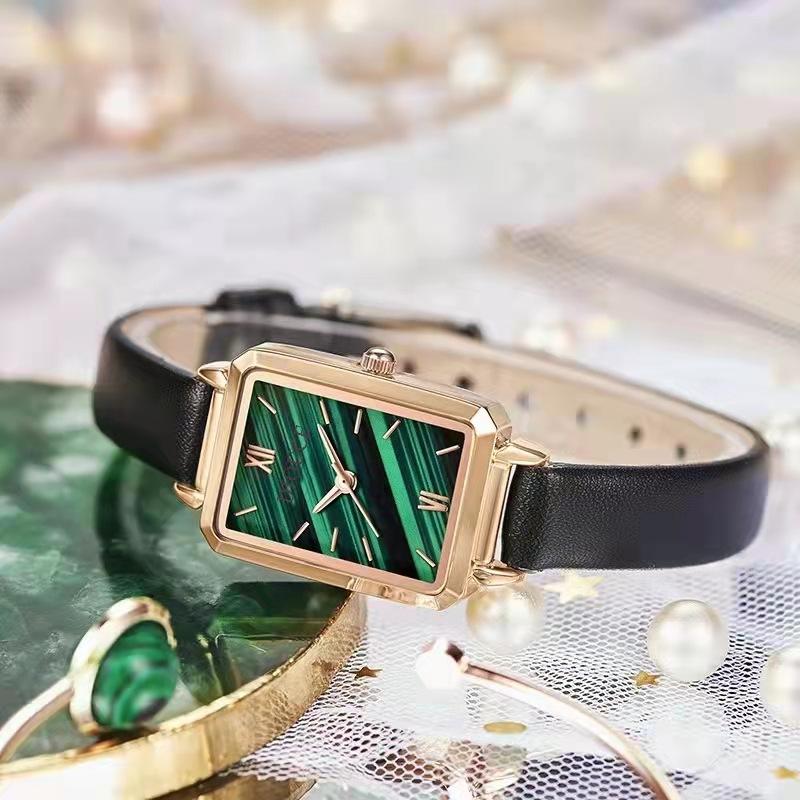 Small Green Watch Genuine Light Luxury Niche Watch Women'S Student Simple Temperament Small Dial Watch Waterproof