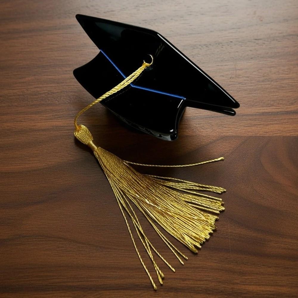 Chapeau de diplôme à pampilles jaunes Pince à cheveux Accessoire de coiffure créatif pour la remise des diplômes Filles