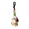 Weave Rope Wooden Carved Cat Keychain Beads Car Keyring Creative Wood Kitty Dolls Pendant  Students