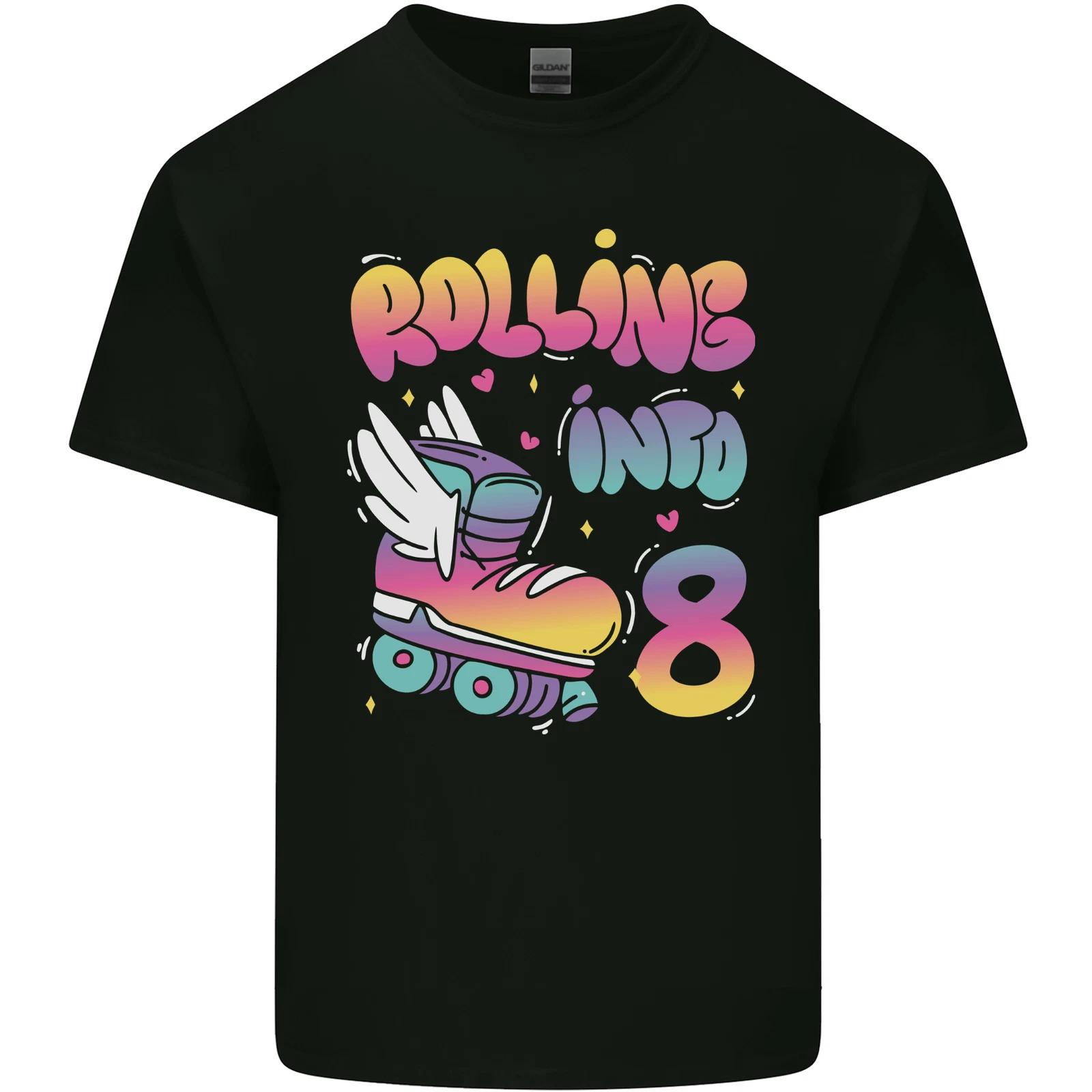8th Birthday Roller Skating 8 Year Old Kids T-Shirt Childrens S