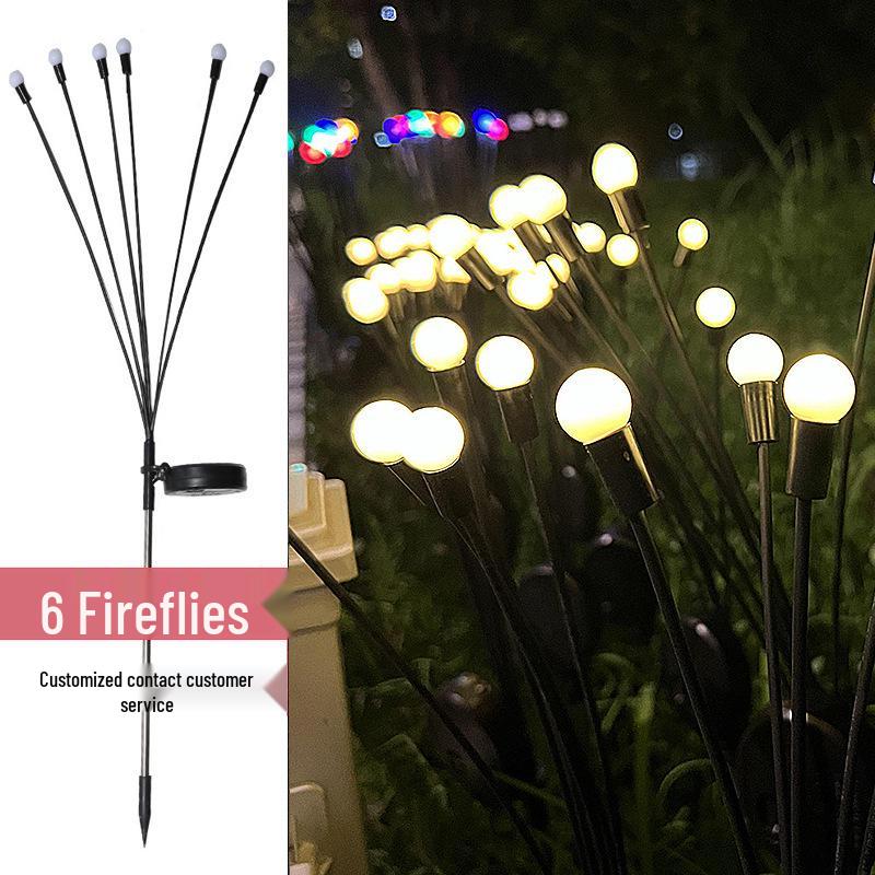 Wind-Powered Solar LED Firefly Garden Stake Light - Waterproof Outdoor Lawn and Camping Light