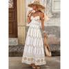 European and American Summer Bohemian Backless Strap-up Printed V-neck Vacation Suspender Dress Women