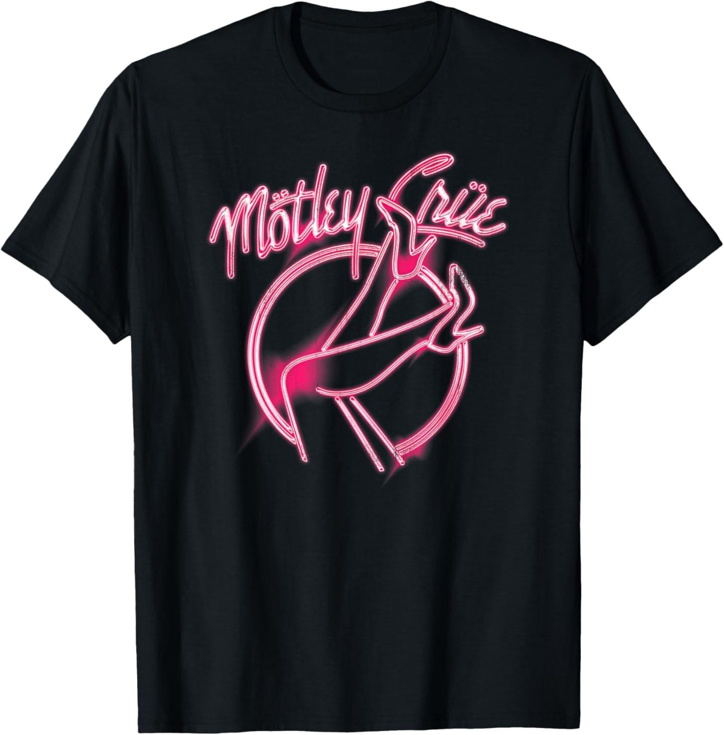 Mötley Crüe – Girls Girls Girls Pink Neon Heels T-Shirt Mens Womens Tees Top M