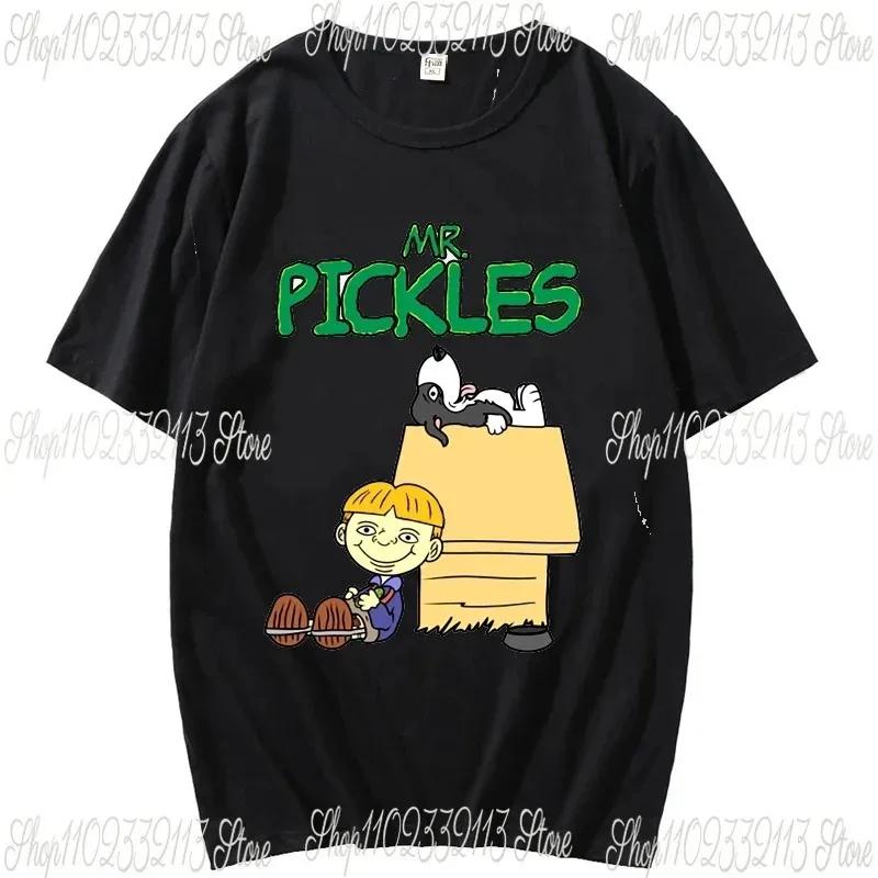 2024 Cartoon Mr Pickles T Shirt Men Soft Collie Dog T-shirt O-neck Short Sleeved Funny Tv Adult Adultswim Mature Dog Evil Satan