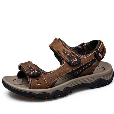 Herren Leder Outdoor Übergröße Sandalen Sommer Herrenmode Outdoor Casual rutschfeste Strandsandalen