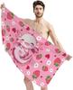 Cute Axolotl Strawberry Beach Towel for Family stuff friend Gifts Quick-Dry For Bath Yoga Tourism Beach GYM Camping Swimming