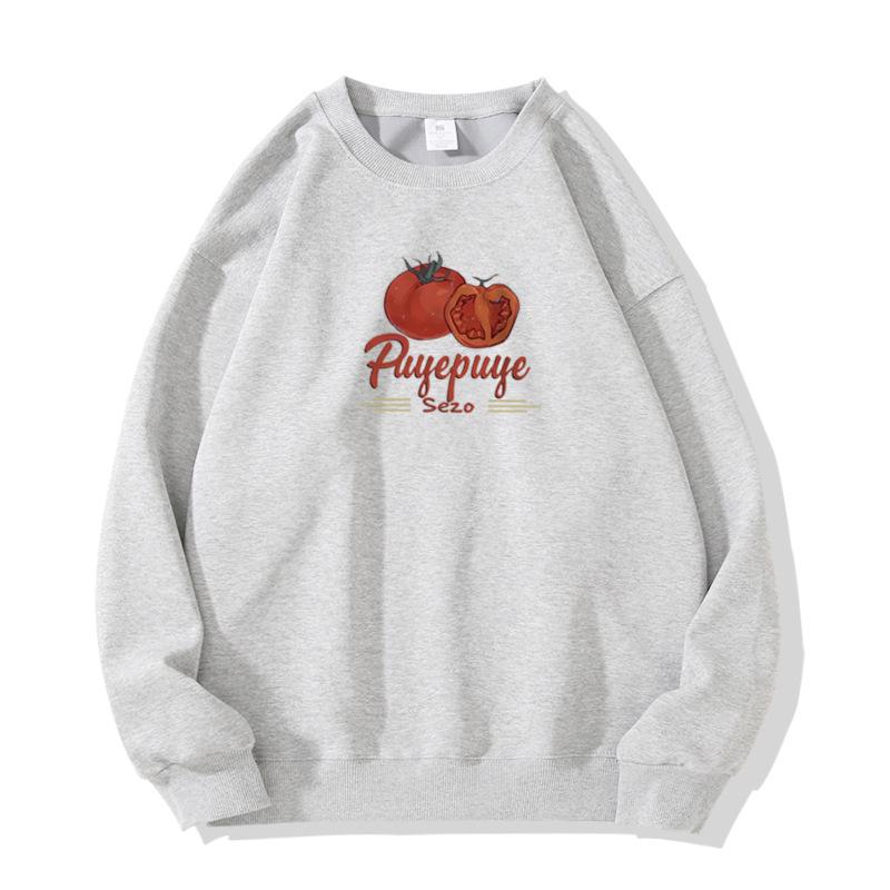 

Female Spring Autumn Casual Sports O Neck Long Sleeve Oversize Tomato Printed Pullover Hoodies Sweatshirt Top XXL