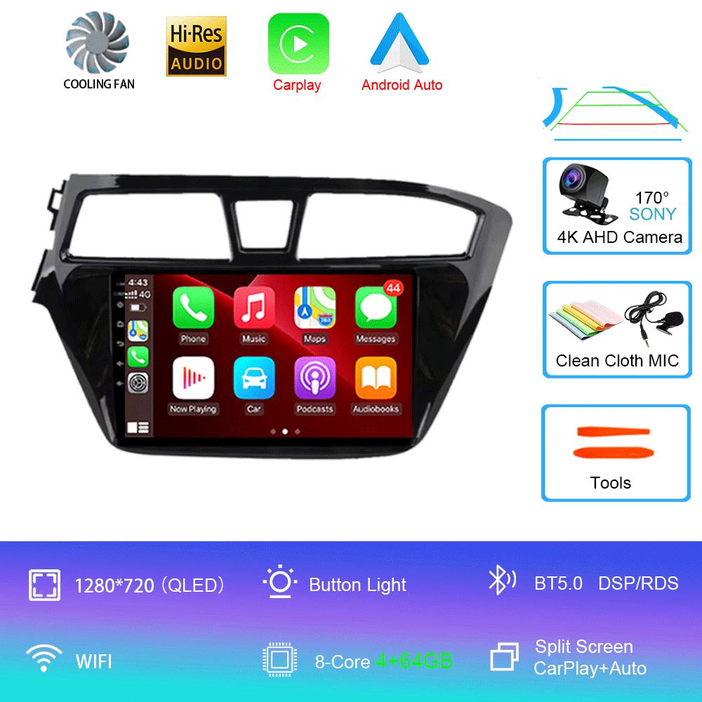 Car Radio Android 14 Carplay Auto 2K Screen Multimedia Video Player For Hyundai I20 2 II GB 2014 - 2018 2 Din Autoradio Stereo