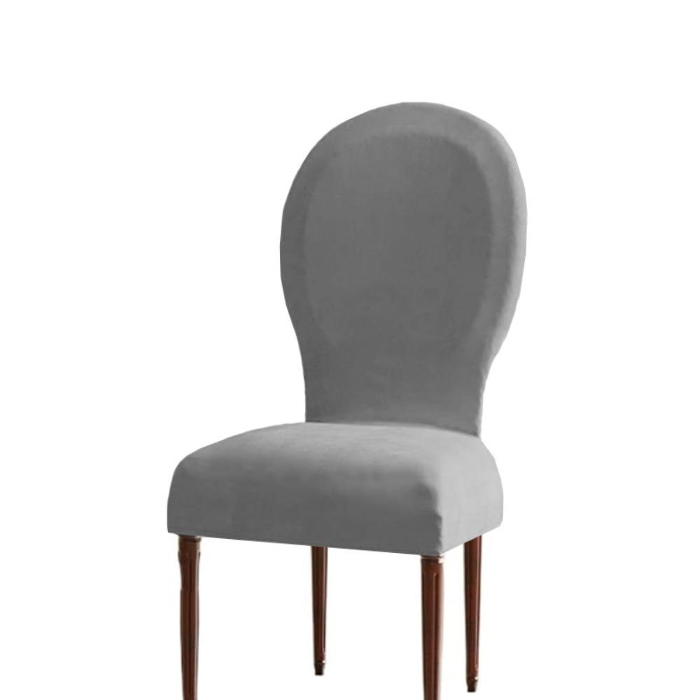 

Thickened Velvet Round Back Dining Chair Cover Stain-resistant Chair Dust Cover Hotel світло-сірого кольору