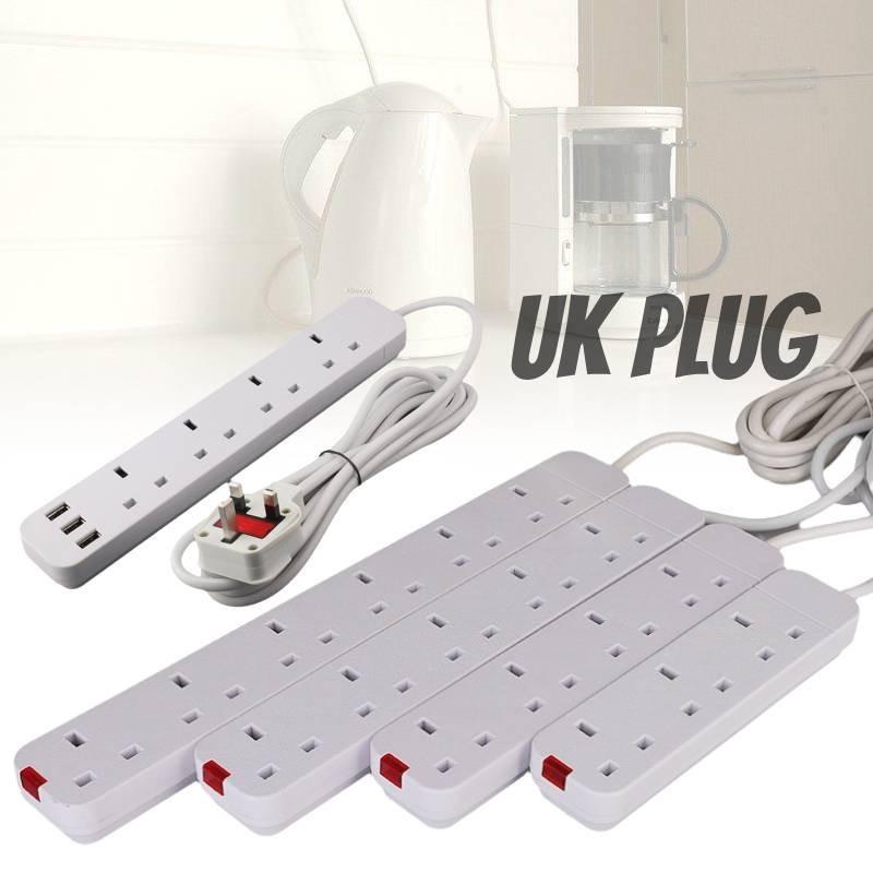 13a British Power Strip With 3 Meter Extension Cord And Multiple Outlets For Enhanced Convenience