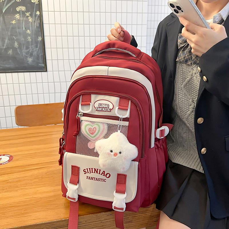 Sommer Neu Nylon Buchstaben Lässig Große Kapazität Mittelschüler Outdoor Paar Rucksack