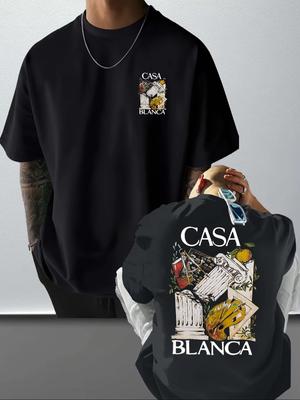 Elegant Artistic Tee with Classical Columns and Painter’s Tools Graphic Cotton Men's T-shirt Summer Streetwear