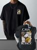 Elegantes Künstlerisches T-Shirt mit Grafik klassischer Säulen und Malwerkzeugen Baumwolle Herren T-Shirt Sommer Streetwear
