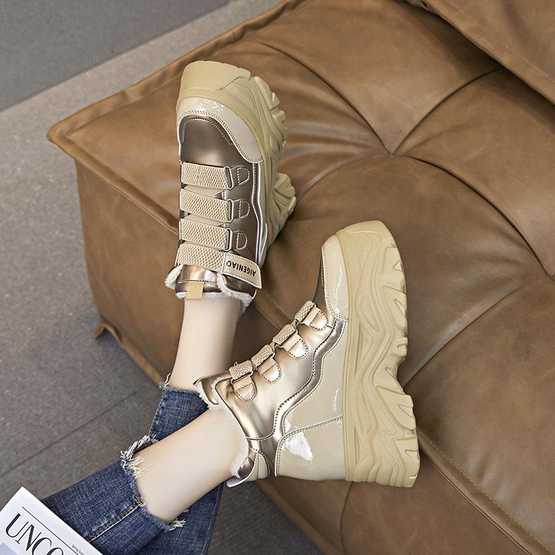 High-top shoes autumn and winter platform cotton shoes casual inner height increase small ins tide velvet shoes
