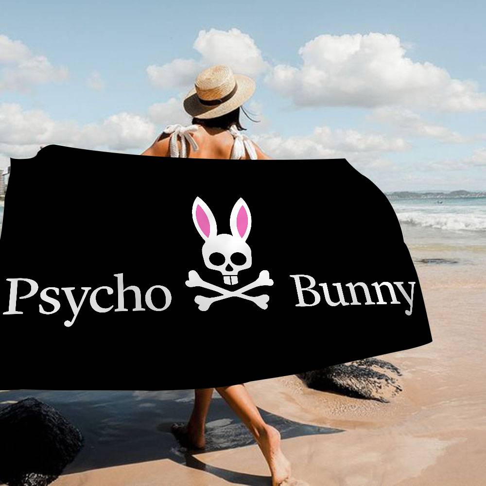 Asciugamano da Spiaggia in Microfibra P-Psycho Bunny di Lusso, Assorbente, Asciugatura Rapida, Morbido, per Yoga, Nuoto, Resort, Alpinismo