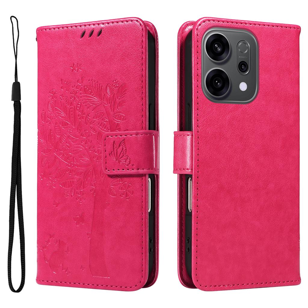 Pro Oppo Reno14 5G (Čína)/Oppo Reno14 F 5G/Oppo Reno14 5G (Globální) Pouzdro na telefon se stojánkem Vzor kočičího stromu Kožená peněženka Mobilní kryt