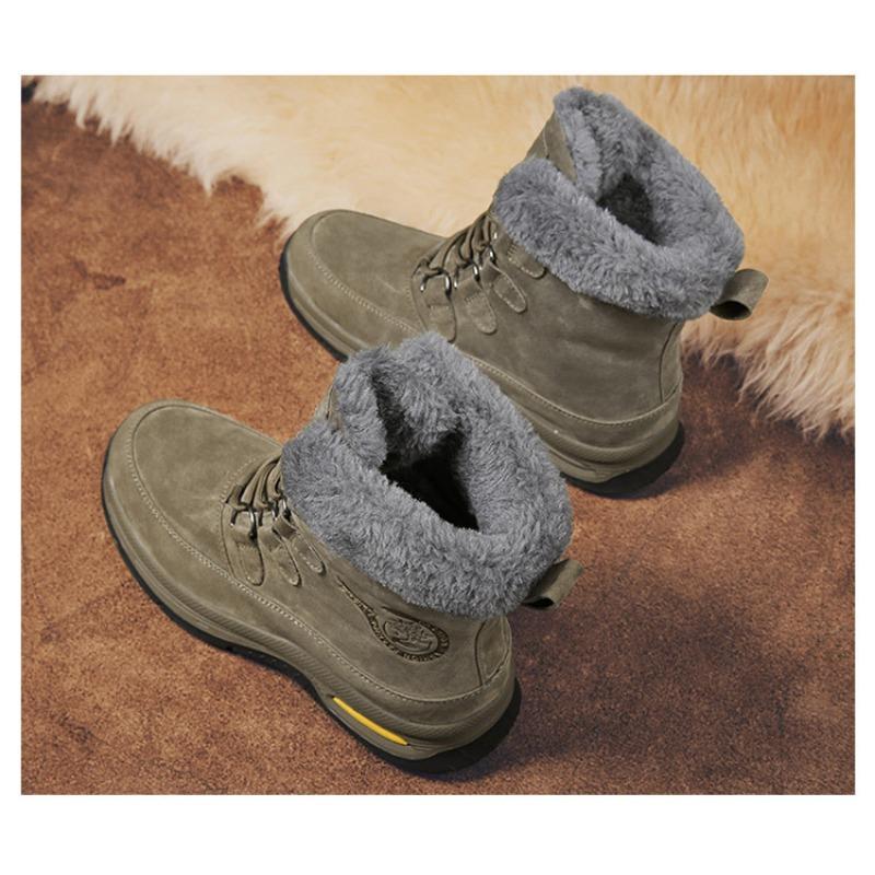 Men's Snow Boots with Plush Insulation, Warm and Thick Soles, Outdoor Men's Shoes, High Top Boots, Cotton Shoes