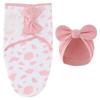 Baby Blanket Hat Set Cartoon Printed Cotton Newborn Swaddle Adjustable Infant Sleeping Swaddle Wraps All Seasons 0-6 Months