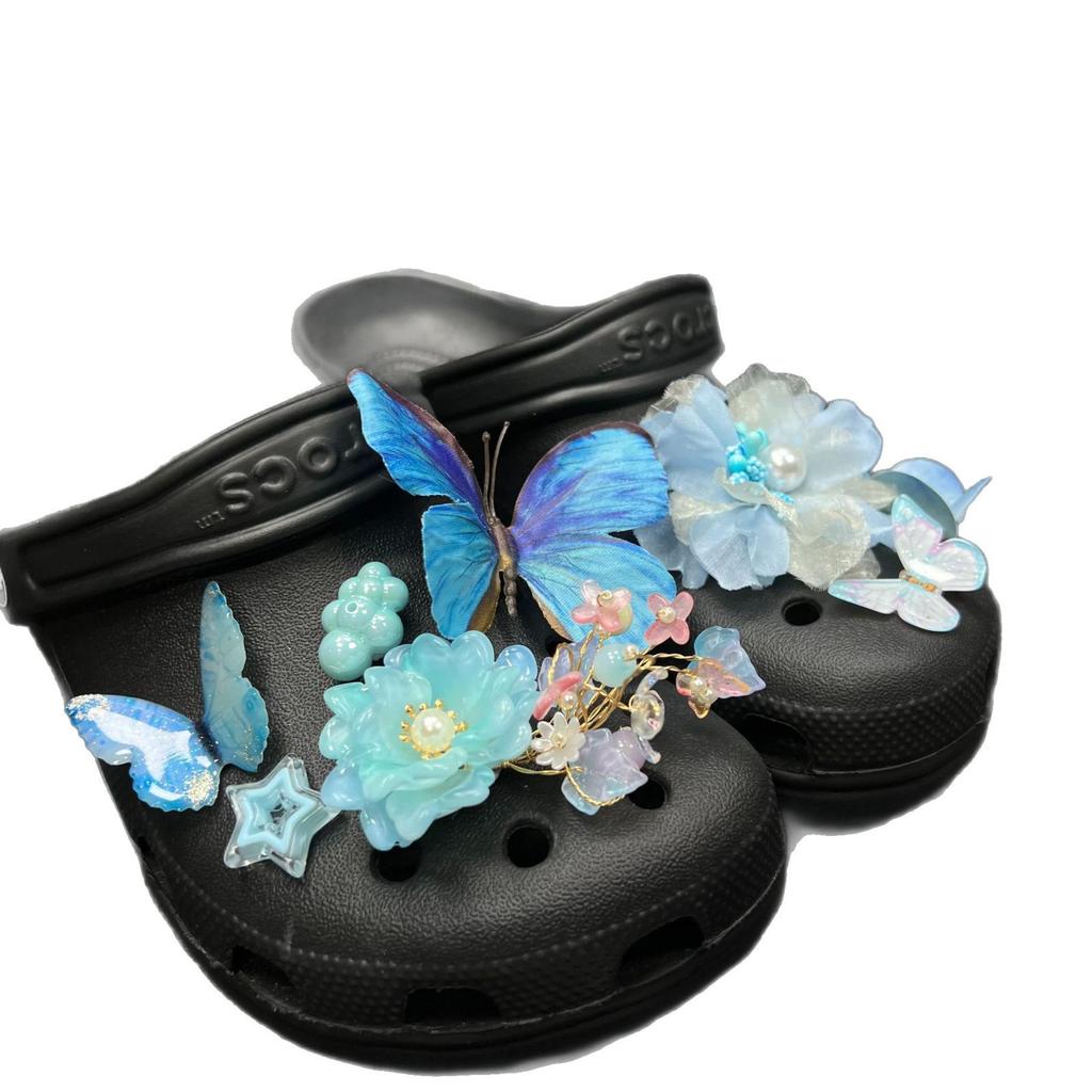 Simulation, Butterfly, Blue Flower, Shoe Flower, Shoe Buckle Accessories, DIY Shoe Accessories, Shoe Decorations, DIY Accessories