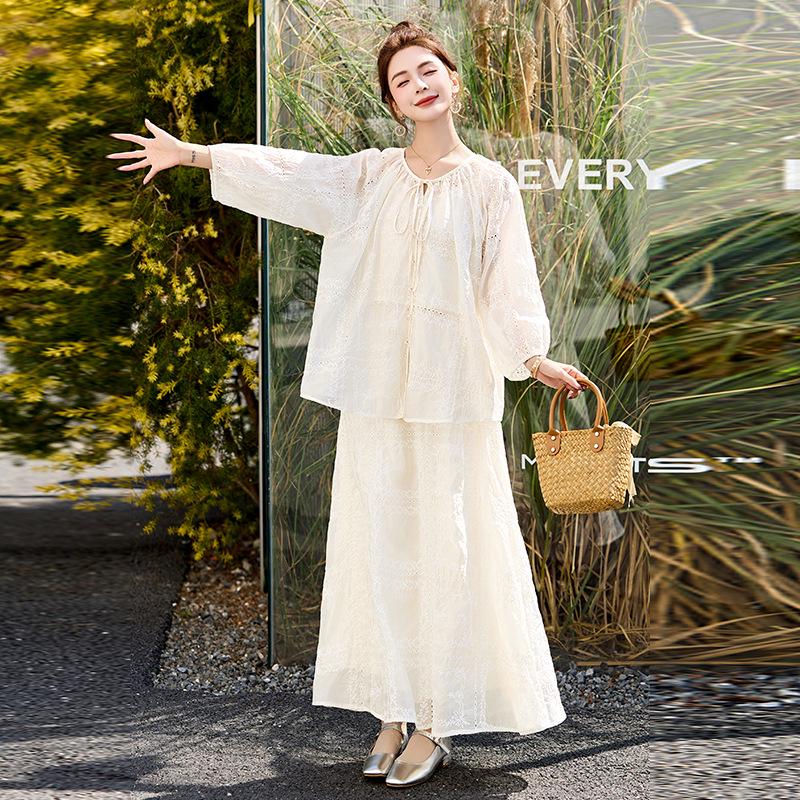 Summer 2025 Women's Fashionable Sunscreen Shirt, Camisole & Half Skirt Set - YE6362