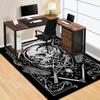 Schädel und Symbole Teppich für Gothic-Einrichtung - Dunkle mystische Dekorationen, Vintage-Stil Fußmatte Rutschfester Teppich