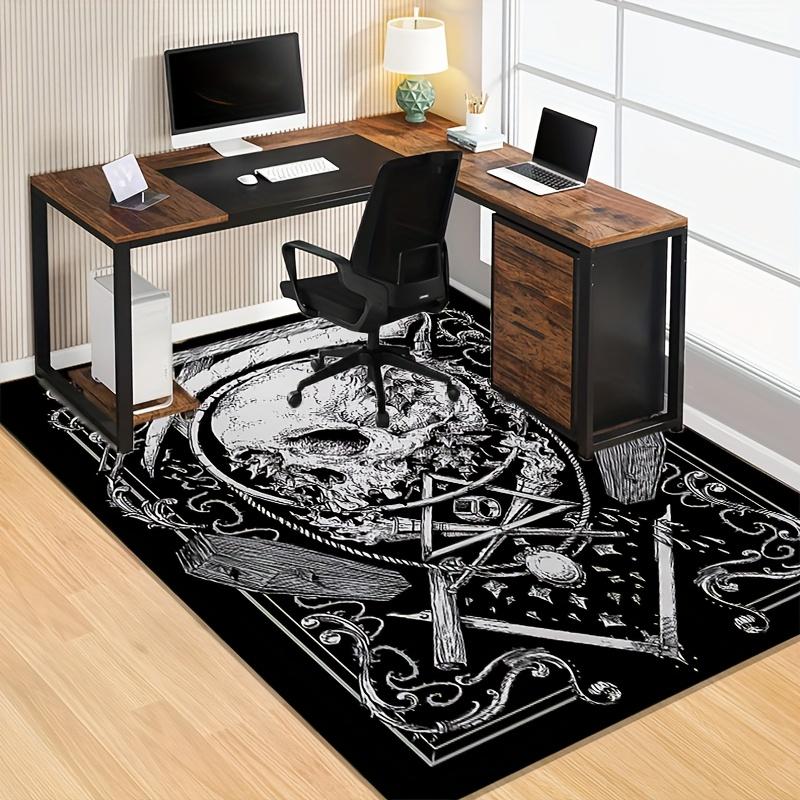 Schädel und Symbole Teppich für Gothic-Einrichtung - Dunkle mystische Dekorationen, Vintage-Stil Fußmatte Rutschfester Teppich