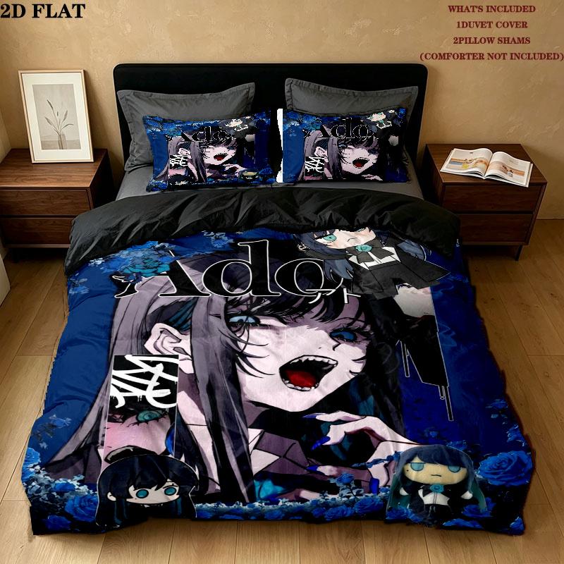 Ado Pattern Bedding uilt Set uilt Cover Pillowcase Home Decoration Birthday Gift (1 * duvet cover + 2 * pillowcase without core)