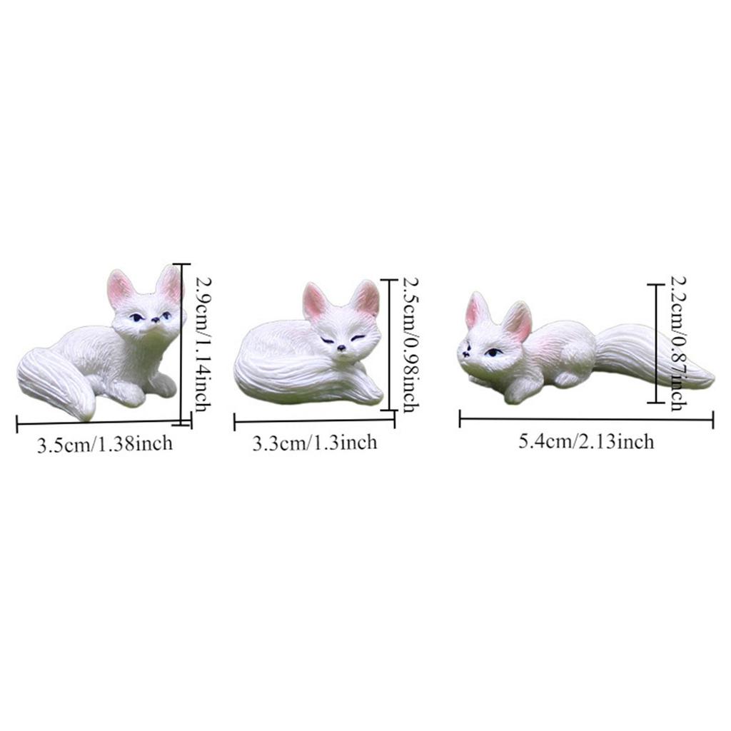 3Pcs Garden Fox Miniature Figurines Garden Decor for Outdoor Garden Yard