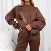 Women's New Fashion Solid Color Long Sleeve Pullover and Sweatpants Set for Autumn and Winter