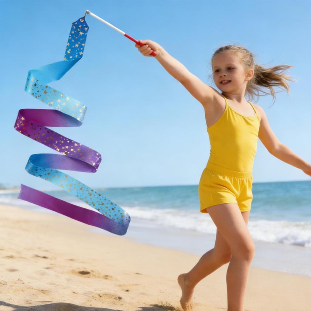 Ribbon Dancing Wands Colorful Foldable Gradient Twirling Streamers Dance Twirling Sticks Party Favors for Parties Classrooms
