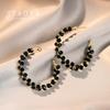 2026 Fashion Double-layer Black Crystal Woven Hoop Earrings South Korea Simple Accessories Party For Women's Luxury Jewelry